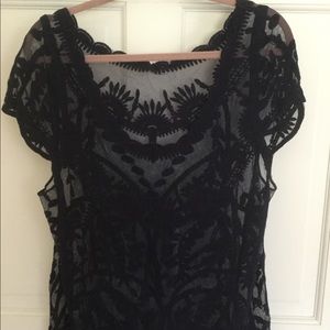Navy sheer lace top